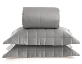 Cobre leito Satinée square prata 300 fios