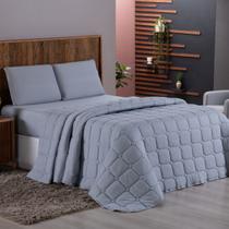 Cobre Leito Solteiro 02 Pçs Malha 100% Algodão Cinza