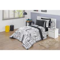 Cobre Leito Solteiro 2 Peças Jornal 100% Algodão Dupla Face