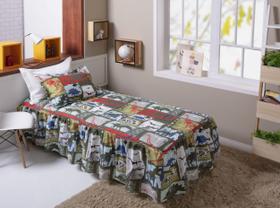 Cobre Leito Solteiro 3 Pçs Estampado Happy Day- REX