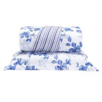 Cobre Leito Solteiro Colori Dupla Face 200 Fios Estampado 2 Peças - Floral Azul Cobre Leito Solteiro Colori Dupla Face 200 Fios Estampado 2 Peças - Floral Azul