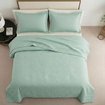 Cobre Leito Solteiro Com Porta Travesseiro Dupla Face 02 Peças Toque Macio Realce Verde Cobre Leito Solteiro Com Porta Travesseiro Dupla Face 02 Peças Toque Macio Realce Verde