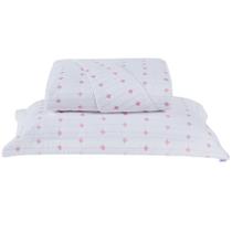 Cobre Leito Solteiro Decor Bordado 200 Fios 2 Peças - Branco/Pink - Hipercal 100% Poliéster Cobre Leito Solteiro Decor Bordado 200 Fios 2 Peças - Branco/Pink - Hipercal 100% Poliéster