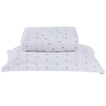 Cobre Leito Solteiro Decor Bordado 200 Fios 2 Peças - Branco/pink Cobre Leito Solteiro Decor Bordado 200 Fios 2 Peças - Branco/pink