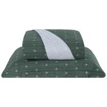 Cobre Leito Solteiro Decor Bordado 200 Fios 2 Peças - Verde - Hipercal 100% Poliéster