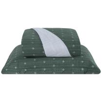 Cobre Leito Solteiro Decor Bordado 200 Fios 2 Peças - Verde Cobre Leito Solteiro Decor Bordado 200 Fios 2 Peças - Verde