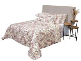 Cobre Leito Solteiro Dupla Face 02 Peças Rose Arabesco