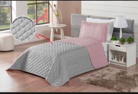 Cobre-leito Solteiro Dupla-face 2 Peças Rosa