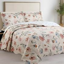 Cobre Leito Solteiro Dupla Face Estampado 02 Peças Toque Macio Evolution Cor:Floral Terra Rosa