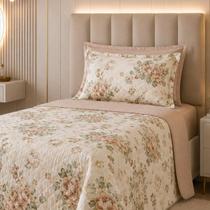 Cobre Leito Solteiro Esmeralda Sofisticado 2 Peças Matelado Floral Premium Lançamento