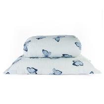 Cobre Leito Solteiro Essencialle Estampado 150 Fios 2 Peças - Borboletas Azuis