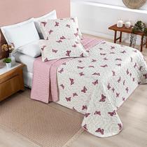 Cobre Leito Solteiro Floral 1,80x2,40 Colcha Dupla Face Avere 2 Peças