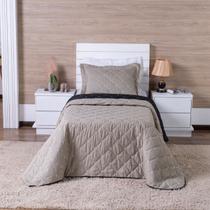 Cobre Leito Solteiro Hipercal 400 Fios Bordado com Porta Travesseiro 02 Peças Essence Cáqui Cobre Leito Solteiro Hipercal 400 Fios Bordado com Porta Travesseiro 02 Peças Essence Cáqui