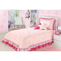 Cobre Leito Solteiro Infantil Bordado 4 Peças Bailarina