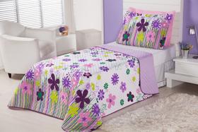 Cobre Leito Solteiro Infantil Matelado Garden 02 Peças Para Menina Lilás Cobre Leito Solteiro Infantil Matelado Garden 02 Peças Para Menina Lilás
