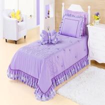 Cobre Leito Solteiro Jardine Lilás Enxovais Aquarela 3 peças