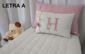 Cobre Leito Solteiro Menina Personalizada 3 Peças Rose Blush com Linho