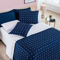 Cobre Leito Solteiro Petit Poa Micropercal 200 Fios Dupla Face 2 Peças - Marinho Cobre Leito Solteiro Petit Poa Micropercal 200 Fios Dupla Face 2 Peças - Marinho