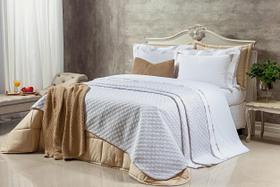 Cobre Leito Solteiro Torino 2Pçs Bordado 400 Fios Branco