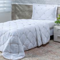 Cobre Leito Solteiro Unique 200 Fios Bordado 2 Peças - Branco