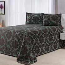 Cobre Leito Super King Bella Jacquard 03 Peças Verde