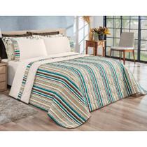 Cobre Leito Supreme Queen Dupla Face Estampado Percal 180 Fios Kit 03 Peças