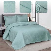 Cobre Leito Tecido Verde 3 Peças Cama Box Queen Colcha Lisa Cobre Leito Tecido Verde 3 Peças Cama Box Queen Colcha Lisa