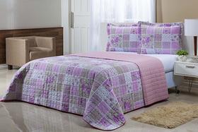 Cobre Leito Viúva 3 Peças Dupla Face 180 Fios Patchwork Rosa