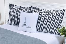 Cobre leito viuva 5 peças microfibra dupla face chevron paris