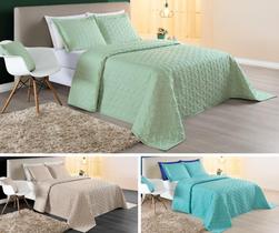cobreleito queen size 3 peças bordado luxo micropercal 200fios cor verde premium