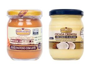 Cocada Cremosa Diet Zero Açúcar 210g e DOCE DE LEITE PASTOSO RESERVA DE MINAS 220g Cocada Cremosa Diet Zero Açúcar 210g e DOCE DE LEITE PASTOSO RESERVA DE MINAS 220g