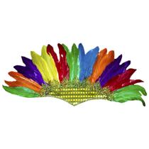 Cocar Indígena de Carnaval Colorido de Penas