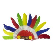 Cocar Indígena de Carnaval Colorido de Penas para Fantasias