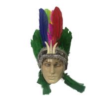 Cocar Índio Indígena Pena Festa Fantasia Carnaval - Penas Verde - 1 Unidade - Cuca Acessorios