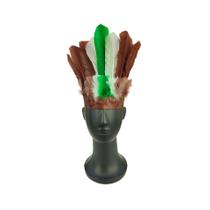 Cocar penacho pequeno - (verde, branco e marrom) Cocar penacho pequeno - (verde, branco e marrom)