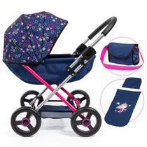 Cochecito de Juguete Bayer Cosy - Azul, Rosa, Corazones con Manta y Bolso