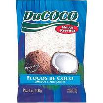 Coco em flocos úmido e adoçado ducoco - embalagem com 24 unidades de 100g Coco em flocos úmido e adoçado ducoco - embalagem com 24 unidades de 100g