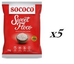 Coco Ralado Sococo Sweet Floco Úmido E Adoçado- Kit 5 Kilos Coco Ralado Sococo Sweet Floco Úmido E Adoçado- Kit 5 Kilos