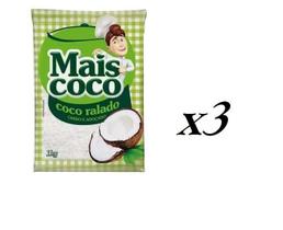 Coco Ralado Úmido Adoçado Mais Coco 3 Pacotes De 1 Kilo