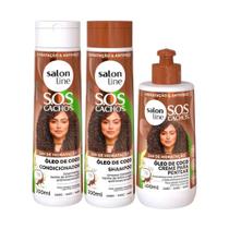 Coco SOS Cachos Salon Line Kit Tratamento Profundo com Shampoo, Condicionador e Creme 300ml Coco SOS Cachos Salon Line Kit Tratamento Profundo com Shampoo, Condicionador e Creme 300ml