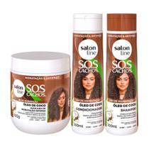 Coco SOS Cachos Salon Line Kit Tratamento Profundo com Shampoo, Condicionador e Máscara Coco SOS Cachos Salon Line Kit Tratamento Profundo com Shampoo, Condicionador e Máscara