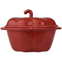 Cocotte Pimentão Vermelho 340 ml com Tampa Germer Porcelanas Cocotte Pimentão Vermelho 340 ml com Tampa Germer Porcelanas