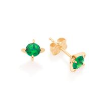 Código: 52609531 Brinco solitário banhado a ouro 18k com zircônias Coleção Solitário