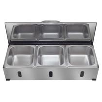 Codimentadora Pizzarola 3 Cubas Aisa com Tampa em Aço Inox Codimentadora Pizzarola 3 Cubas Aisa com Tampa em Aço Inox