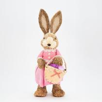 Coelha De Páscoa Coelhinha Decoração Enfeite em Palha 43cm