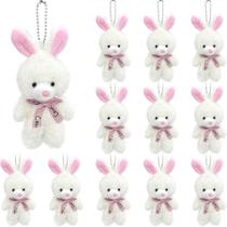 Coelhinho de pelúcia Topoloar de 14 cm com conjunto de 12 chaveiros