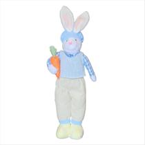 Coelho Com Cenoura Tecido Azul Amarelo Enfeite Páscoa 70cm