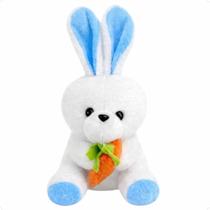 Coelho Da Páscoa Pelúcia Com Cenoura Fofo Para Cestas E Mesa Cor Azul Bebe