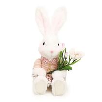 Coelho Da Páscoa Sentado Rosa C/ Flores (Belle Lapin) 32cm 1036944B Cromus