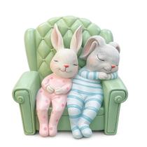 Coelho De Pascoa Cute Family Casal De Pijama 16cm 1Un Coelho De Pascoa Cute Family Casal De Pijama 16cm 1Un